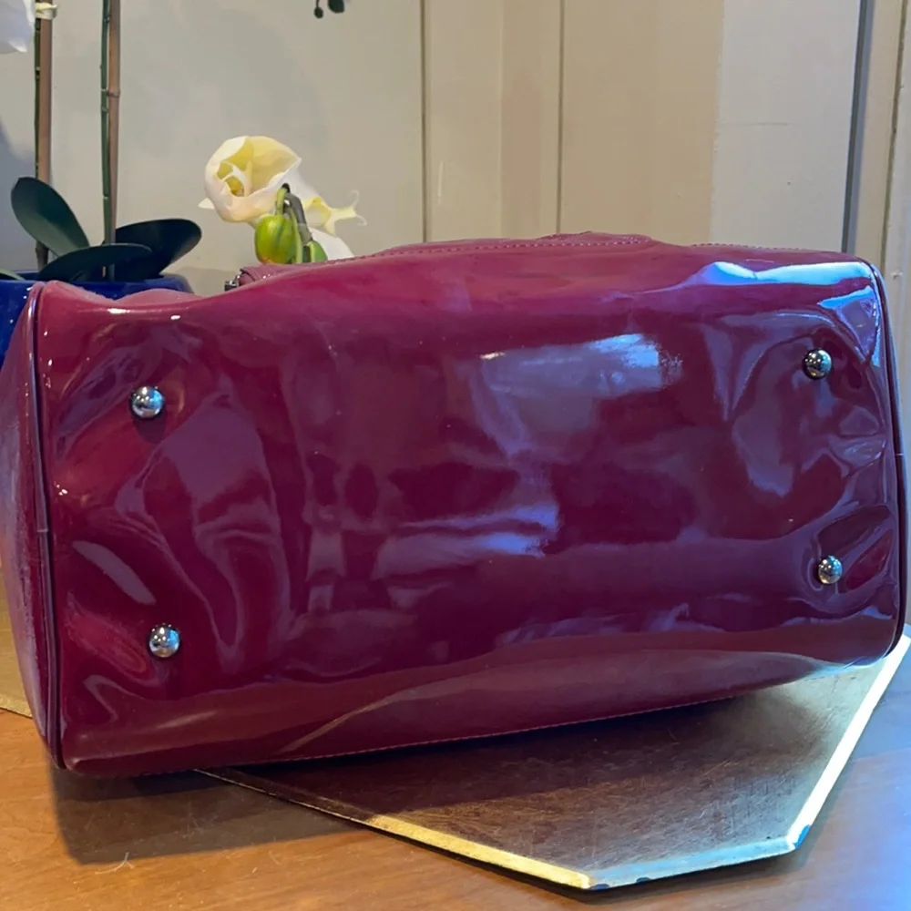 Longchamp Legende Top Handle Boston Bag Satchel in Red Verni Patent Leather